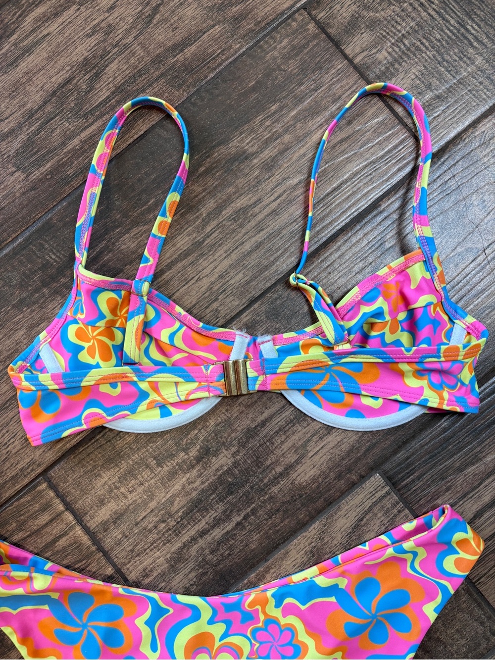 Kulani Kinis Floral Retro Two-Piece Bikini - Pink, Yellow, Blue, Orange - Picture 4 of 5